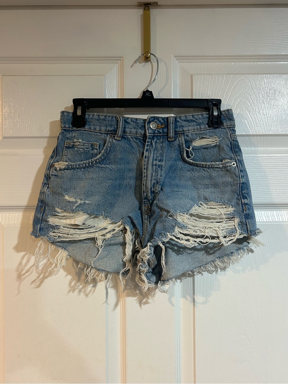 Zara Distressed Ripped Jean Shorts